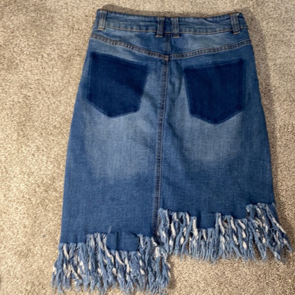 Highway denim skirt size small fringe bottom l - Picture 2 of 5